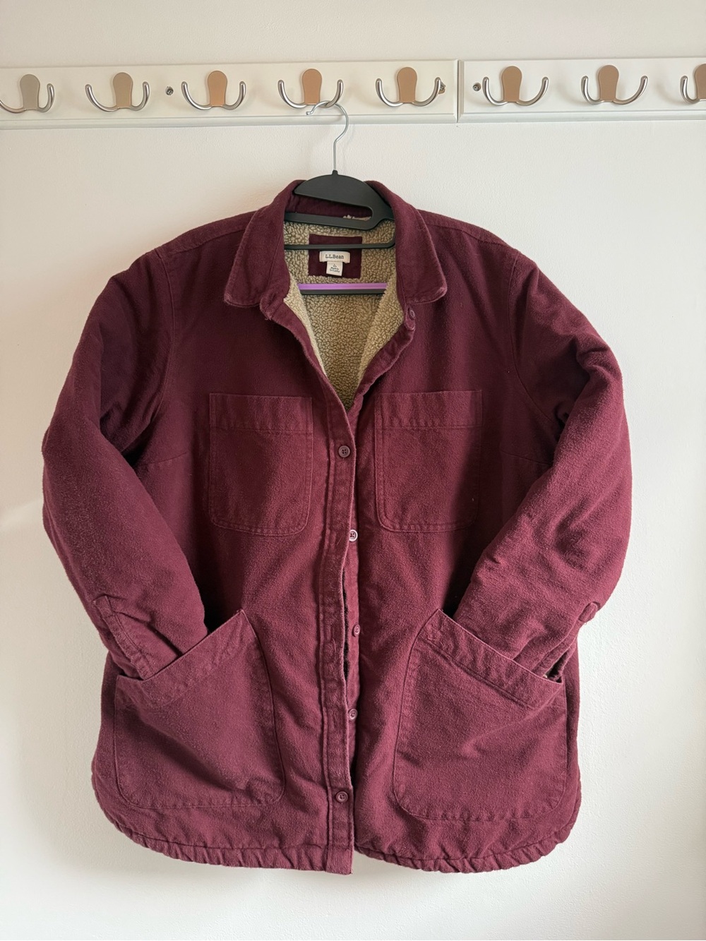 Vintage L.L. Bean Maroon Sherpa-Lined Barn Jacket